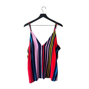 Lulus Multicolor Striped V-Neck Tank Top w/ Tie Back – Size M